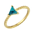 Gold Plated 925 Sterling Silver Triangle Turquoise Center Stone Ring - BGR01088
