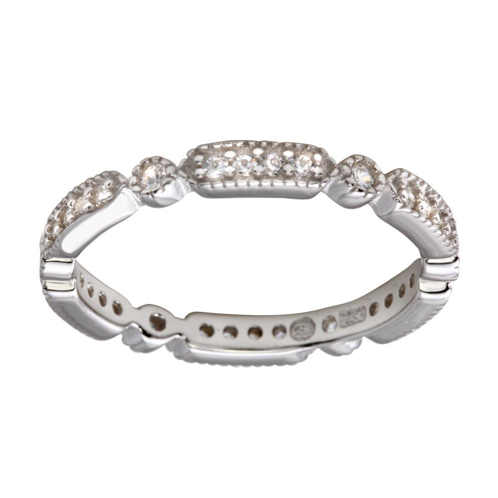 Rhodium Plated 925 Sterling Silver CZ Eternity Ring - BGR01186RHD