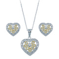 Rhodium Plated 925 Sterling Silver Multi Colored Heart CZ Set - BGS00021