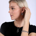 Silver 925 Rhodium and Black Rhodium Plated Black Pave Set Heart CZ Dangling Set - BGS00053