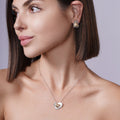 Silver 925 Rhodium and Gold Plated Matte Finish Shell Heart Stud Earring and Necklace Set - BGS00095