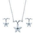 Rhodium Plated 925 Sterling Silver Clear Mini Flower CZ Stud Set - BGS00105