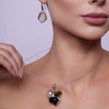 Silver 925 Rhodium Plated Multi Colored Stone Leverback Earring and Necklace Set - BGS00134