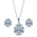 Rhodium Plated 925 Sterling Silver Flower Outline Clear CZ Set - BGS00224