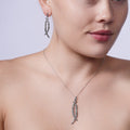 Silver 925 Black Rhodium Plated Clear Overlap Marquise CZ Dangling Set - BGS00412