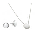 Silver 925 Rhodium Plated White Round Stone Stud Earring and Necklace Set - BGS00443