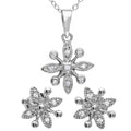 Rhodium Plated 925 Sterling Silver CZ Flower Set - BGS00488