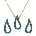 Gold Plated 925 Sterling Silver Open Turquoise Teardrop Set - BGS00492