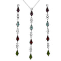 Rhodium Plated 925 Sterling Silver Multi Color CZ Drop Set - BGS00497