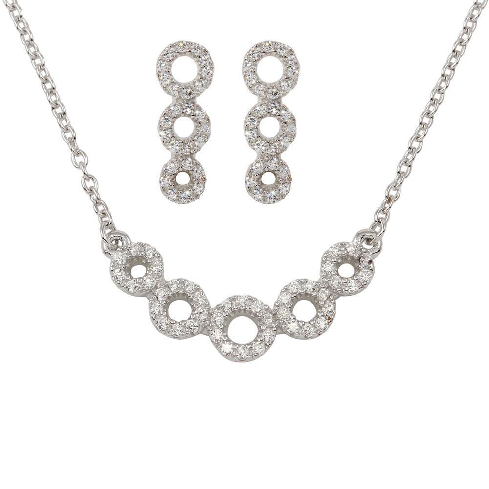 Rhodium Plated 925 Sterling Silver 5 Circle CZ Set - BGS00548