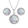 Rhodium Plated 925 Sterling Silver Synthetic Opal Halo Set with CZ - BGS00575