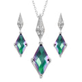 Rhodium Plated 925 Sterling Silver Diamond Shape Synthetic Mystic Topaz CZ Set - BGS00579