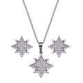 Rhodium Plated 925 Sterling Silver CZ Encrusted Star Set - BGS00592