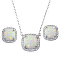Rhodium Plated 925 Sterling Silver Square Synthetic Opal Halo Set with CZ - BGS00594