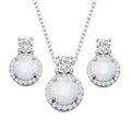Rhodium Plated 925 Sterling Silver Round Synthetic Opal Halo Set with CZ - BGS00596