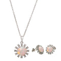 Rhodium Plated 925 Sterling Silver Flower Synthetic Opal Halo Set with CZ - BGS00602