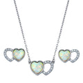 Rhodium Plated 925 Sterling Silver Heart Set with Clear CZ Stones- BGS00607