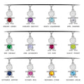 High Polished 925 Sterling Silver Round CZ Birthstone Boy Flat Charm - CHARM002