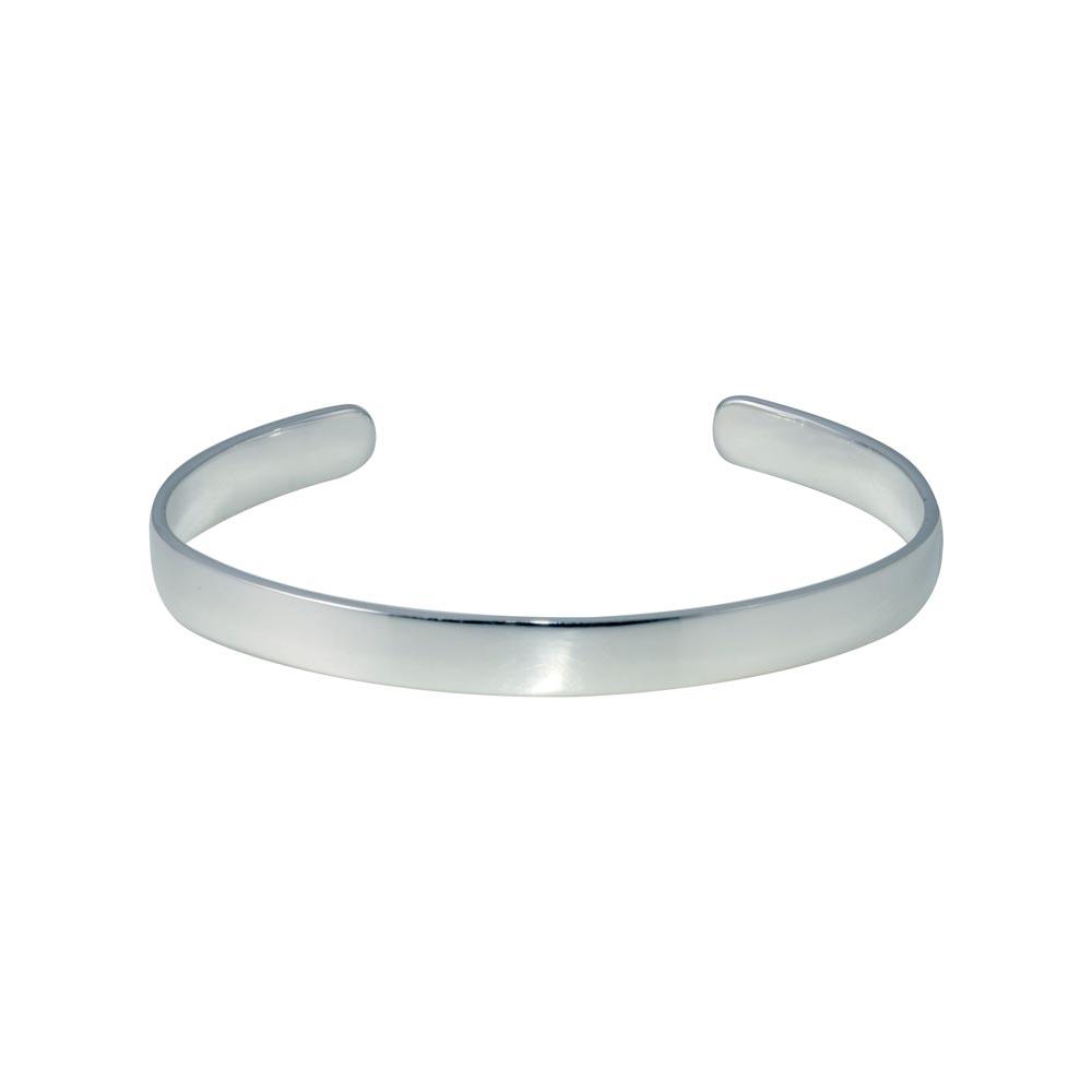 Rhodium Plated 925 Sterling Silver Open Baby Bangle - ANB00003