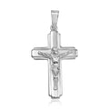 High Polished 925 Sterling Silver Border Edge Crucifix Pendant - SOP00107