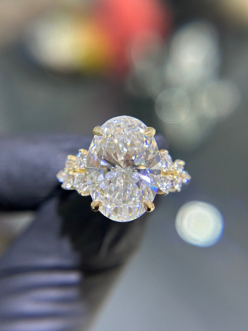 Floral Cluster Accent Engagement Ring