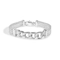 925 Sterling Silver Zig Zag Curb Center 9.1mm Bracelet - CDIB00002