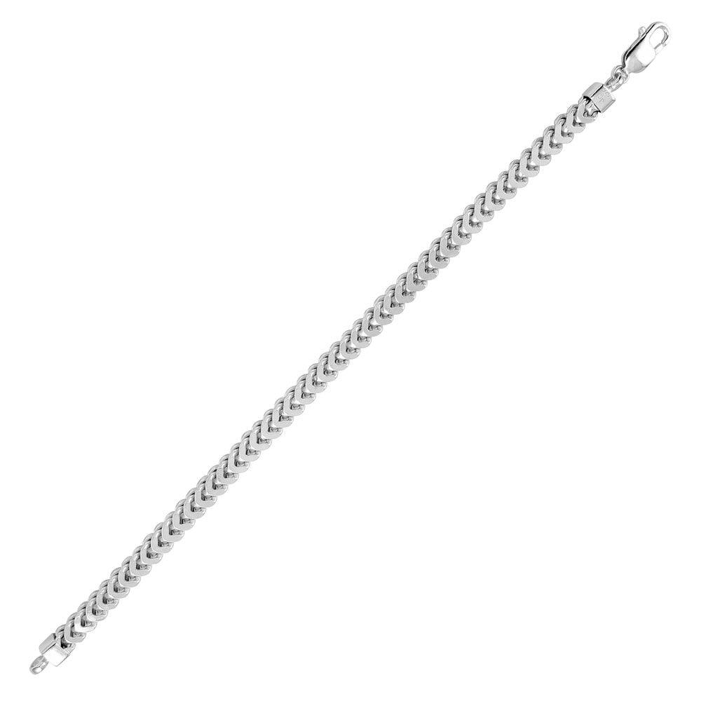 Rhodium Plated 925 Sterling Silver Franco Bracelet 5.75mm - CH427 RH BR