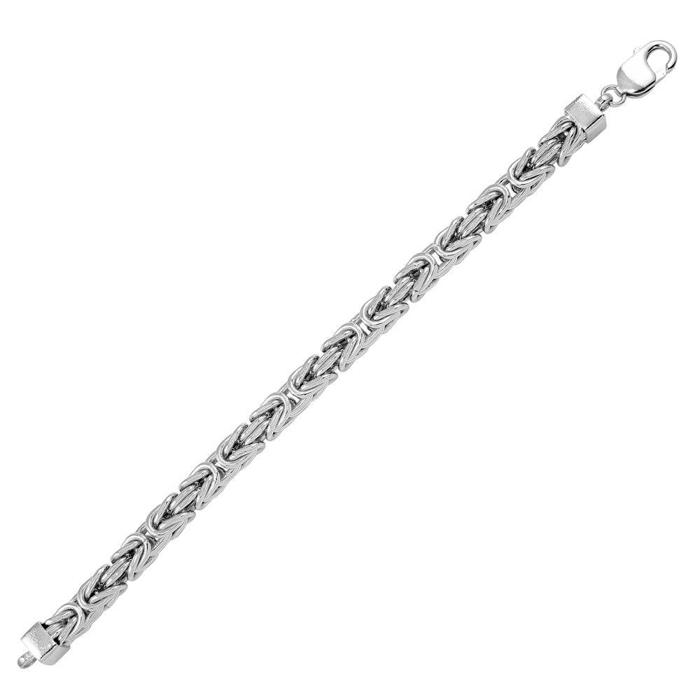 Rhodium Plated 925 Sterling Silver Byzantine Bracelet 7.0mm - CH430 RH BR