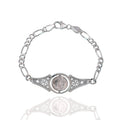 925 Sterling Silver Saint Benedict Rotating Medal Intricately Detailed Figaro Bracelet - CDIB00049