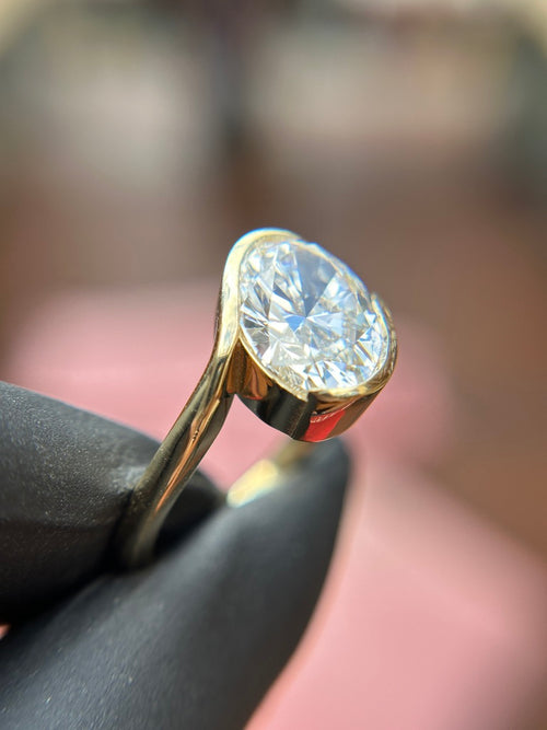 Diamond Bezel-Set Bypass Engagement Ring