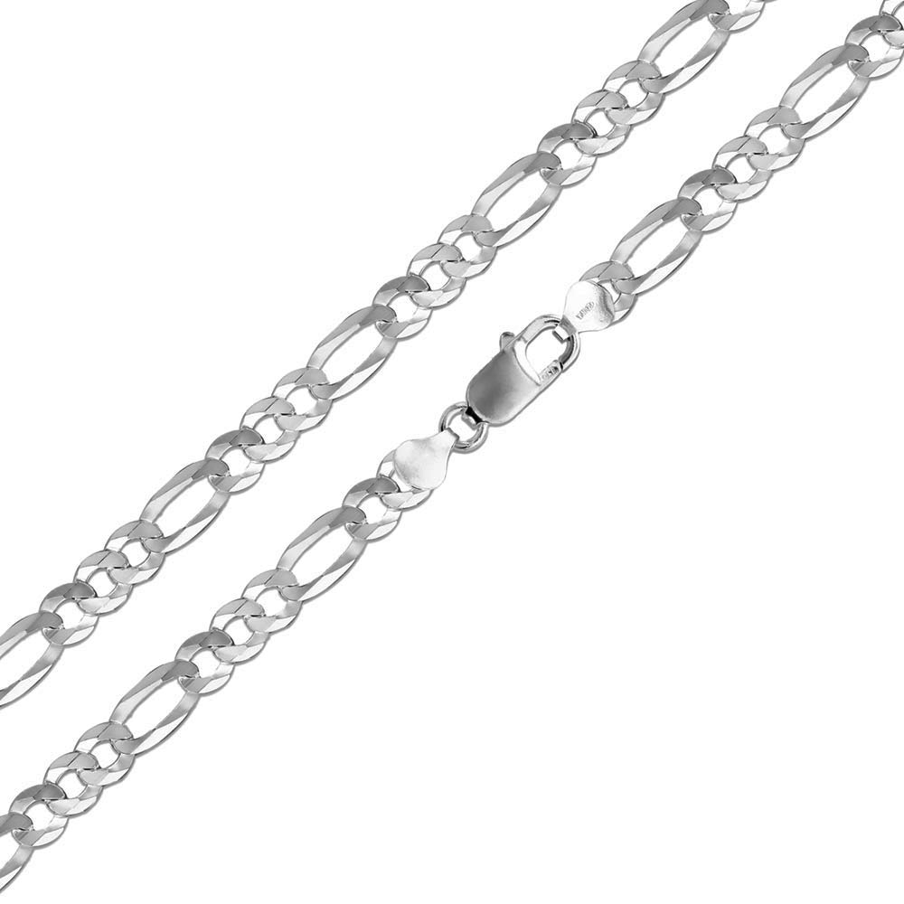 925 Sterling Silver Flat Light Weight Figaro Chain