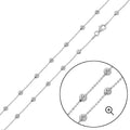Rhodium Plated Alternating Wave Design Diamond Cut Bead 004 Chains 3.8mm - CH100 RH