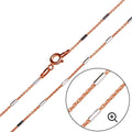 Rose Gold Plated 925 Sterling Silver 6 Sided Diamond Cut Tube Chains 1.1mm - CH181 RGP