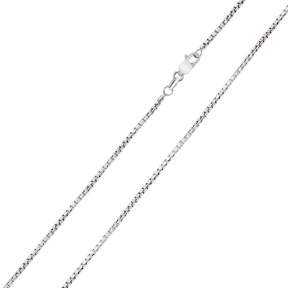 Rhodium Plated 925 Sterling Silver Box Round DC Slash 024 Chains 1.2mm - CH211 RH