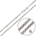 Rhodium Plated 925 Sterling Silver Box Round DC Slash 030 Chains 1.4mm - CH212 RH