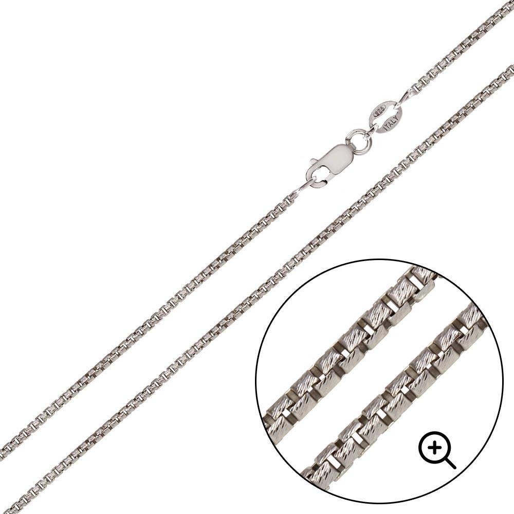 Rhodium Plated 925 Sterling Silver Box Round DC Slash 030 Chains 1.4mm - CH212 RH