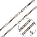 Rhodium Plated 925 Sterling Silver Diamond Cut Slash Round Box Chains 3.1mm - CH212D RH