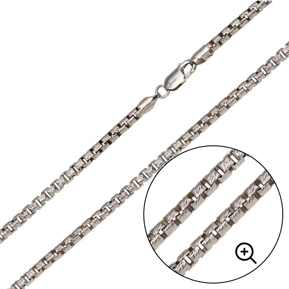 Rhodium Plated 925 Sterling Silver Diamond Cut Slash Round Box Chains 3.1mm - CH212D RH
