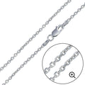 MERGE TO CH277 Rhodium Plated 925 Sterling Silver Diamond Cut Cable Rolo 050 Chains 1.6mm - CH222 RH