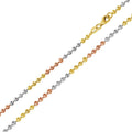 Silver 925 Multi Plated Wave Design Diamond Cut Bead 025 Chains 2.3mm - CH263 MUL