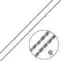 Rhodium Plated 925 Sterling Silver Rope 040 Chain 2mm - CH187 RH