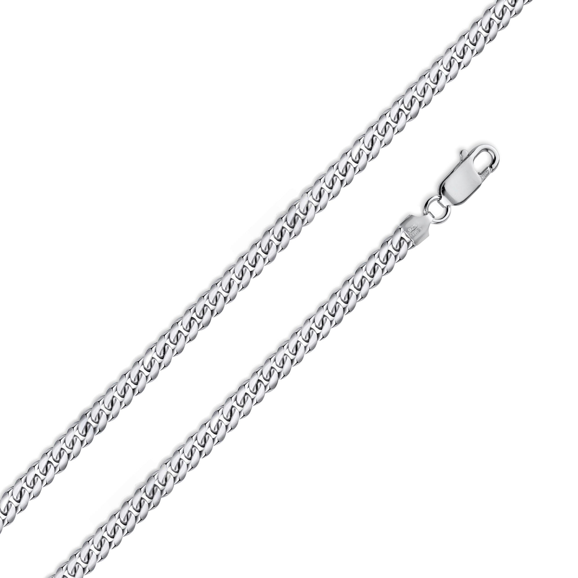 Rhodium Plated 925 Sterling Silver Miami Cuban 100 Chain Link 3.5mm - CH313 RH