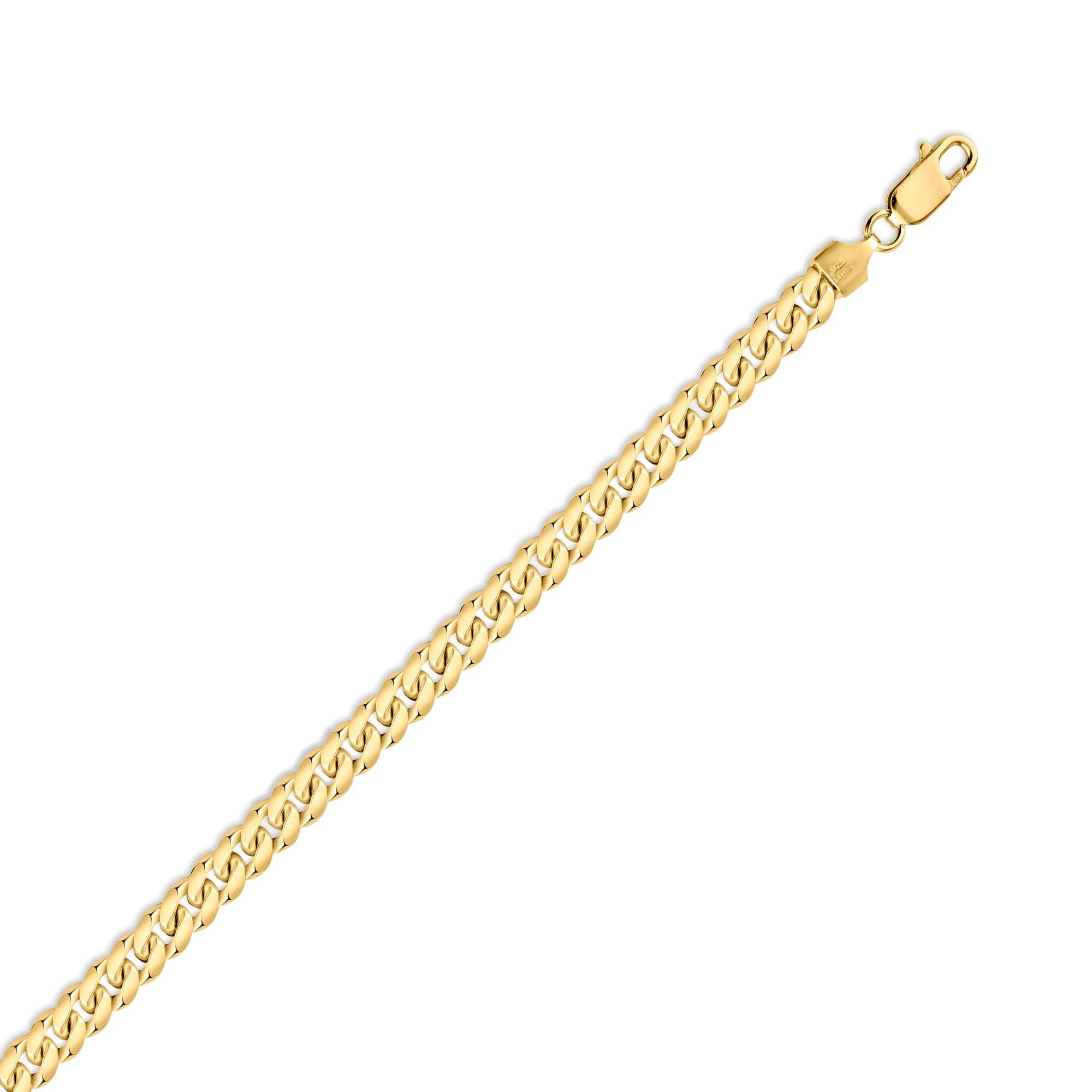 Gold Plated 925 Sterling Silver Miami Cuban 180 Bracelet Link 6.3mm - CH316B GP