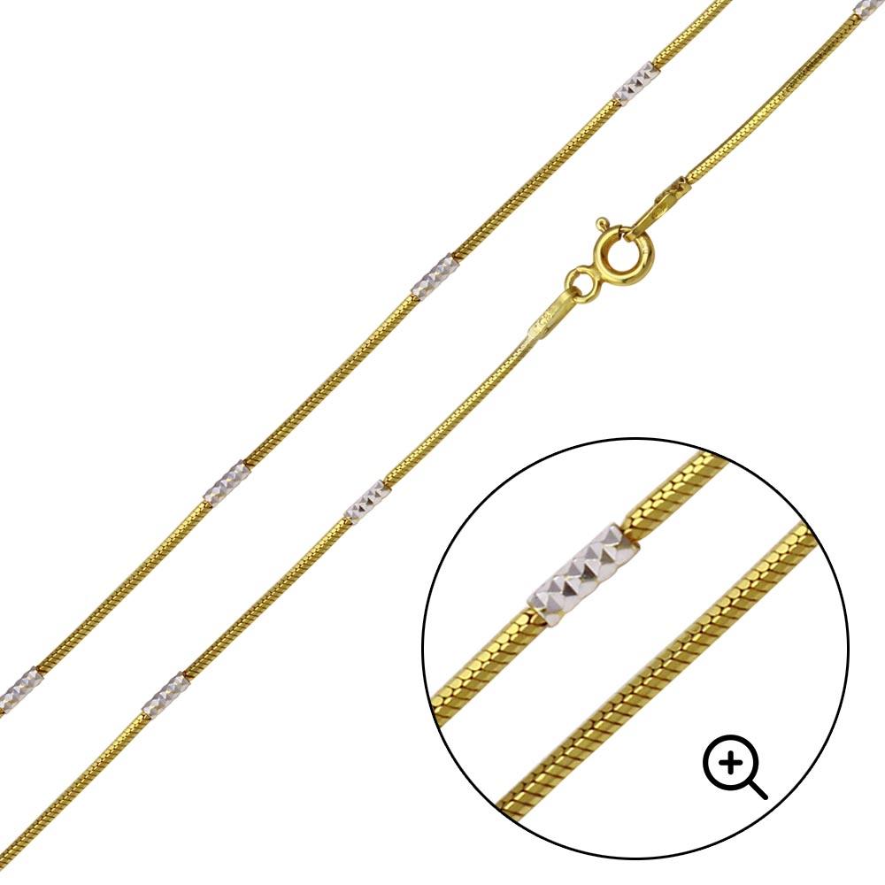 Silver 925 Gold Plated Snake Square with DC Tube Chain 1.4mm - CH362 GP