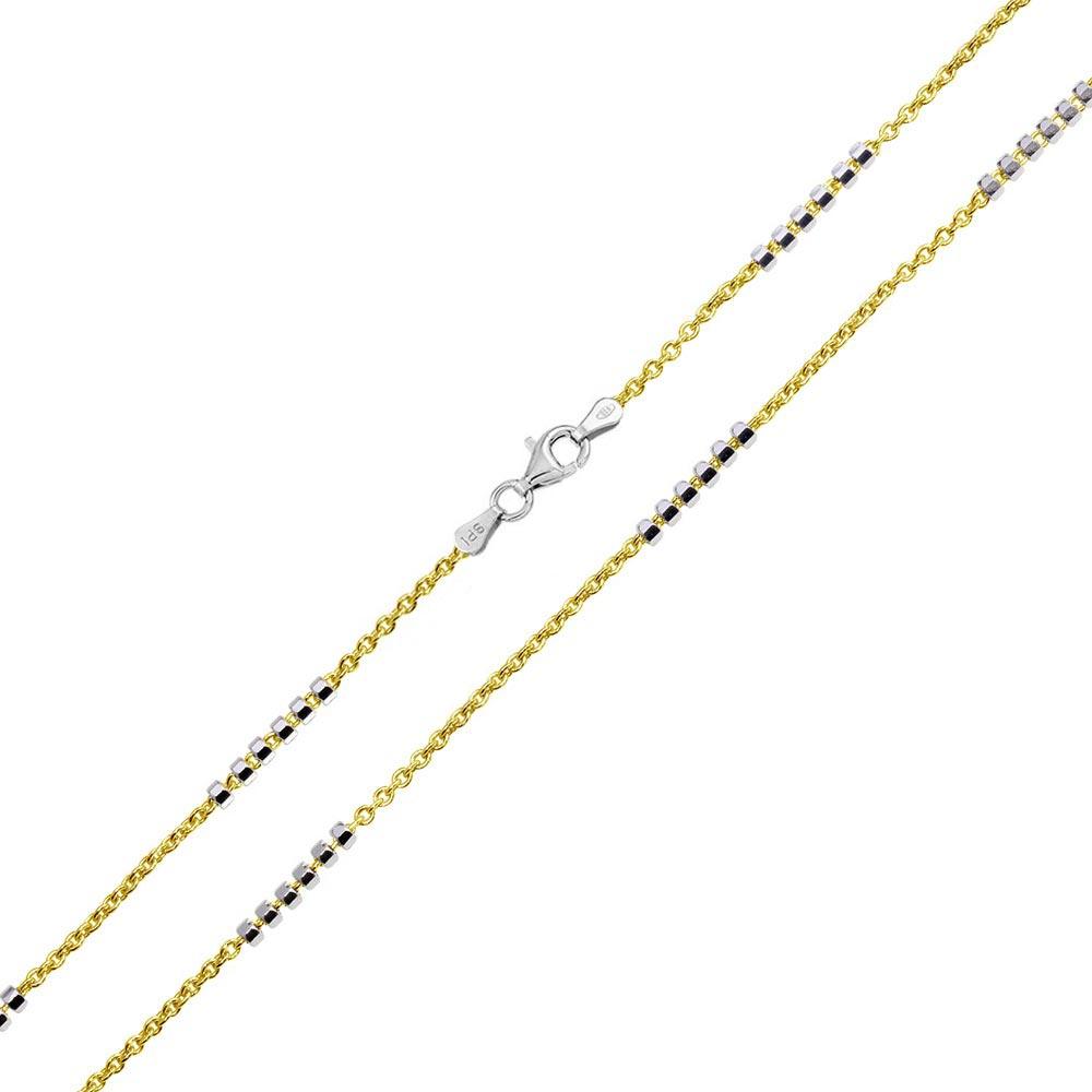 Gold Plated 925 Sterling Silver DC 6 Beads Link Chains 1.4mm - CH374 GP