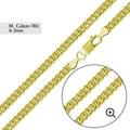 Gold Plated 925 Sterling Silver Miami Cuban 180 Chain Link 6.3mm - CH375 GP