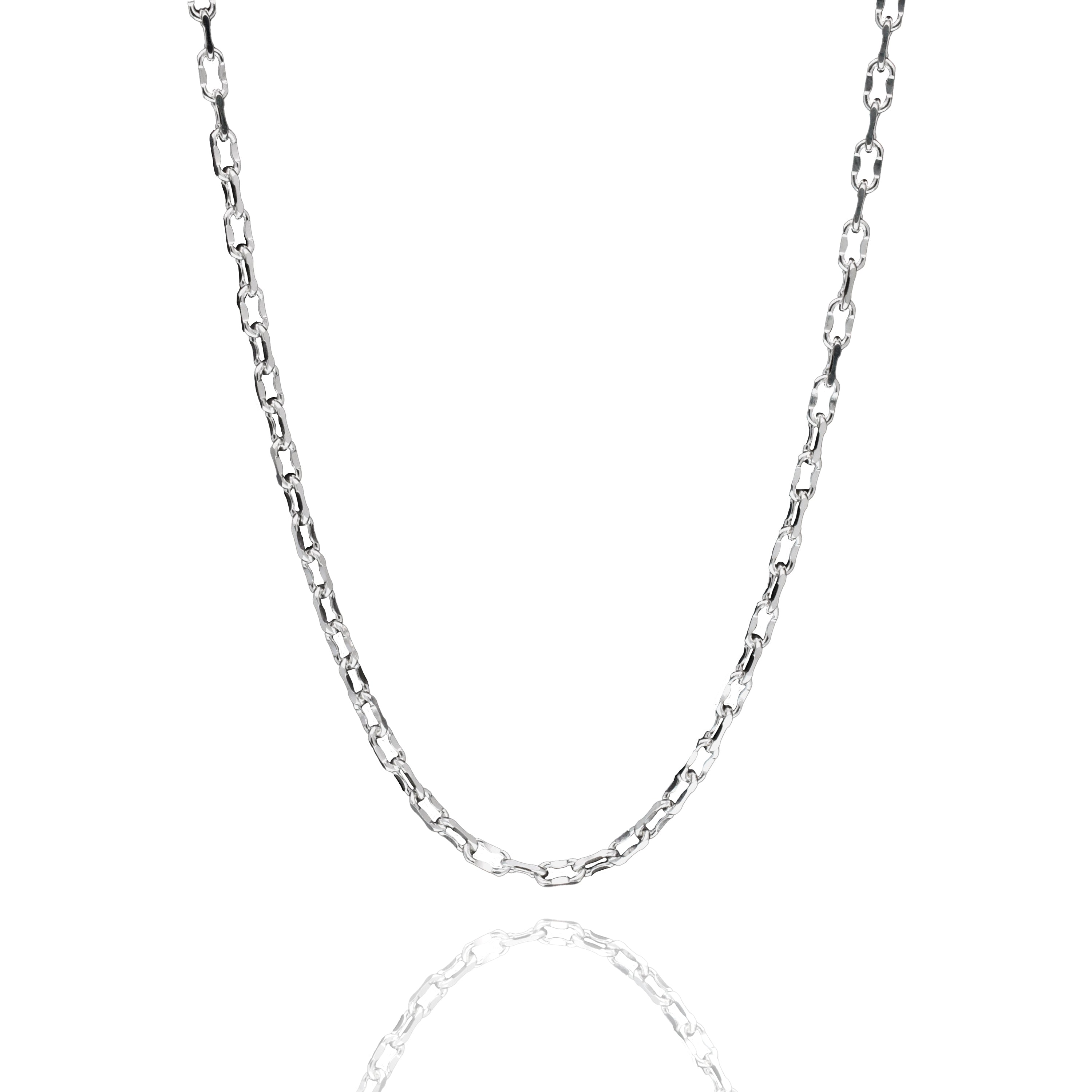 925 Sterling Silver Forzatina Dapped Diamond Cut 4 Sided 100 3.5mm Chain - CH38