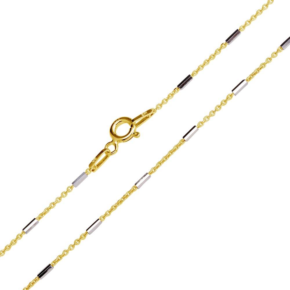 Gold Plated 925 Sterling Silver 6 Sided Diamond Cut Tube Chains 1.1mm - CH380 GP