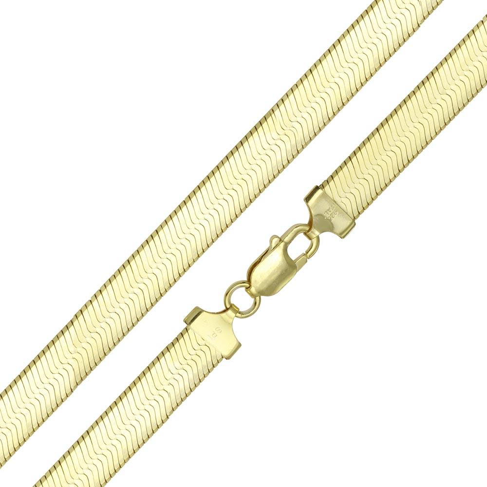 Gold Plated 925 Sterling Silver Herring Bone 100 Chain 9.4mm - CH386 GP