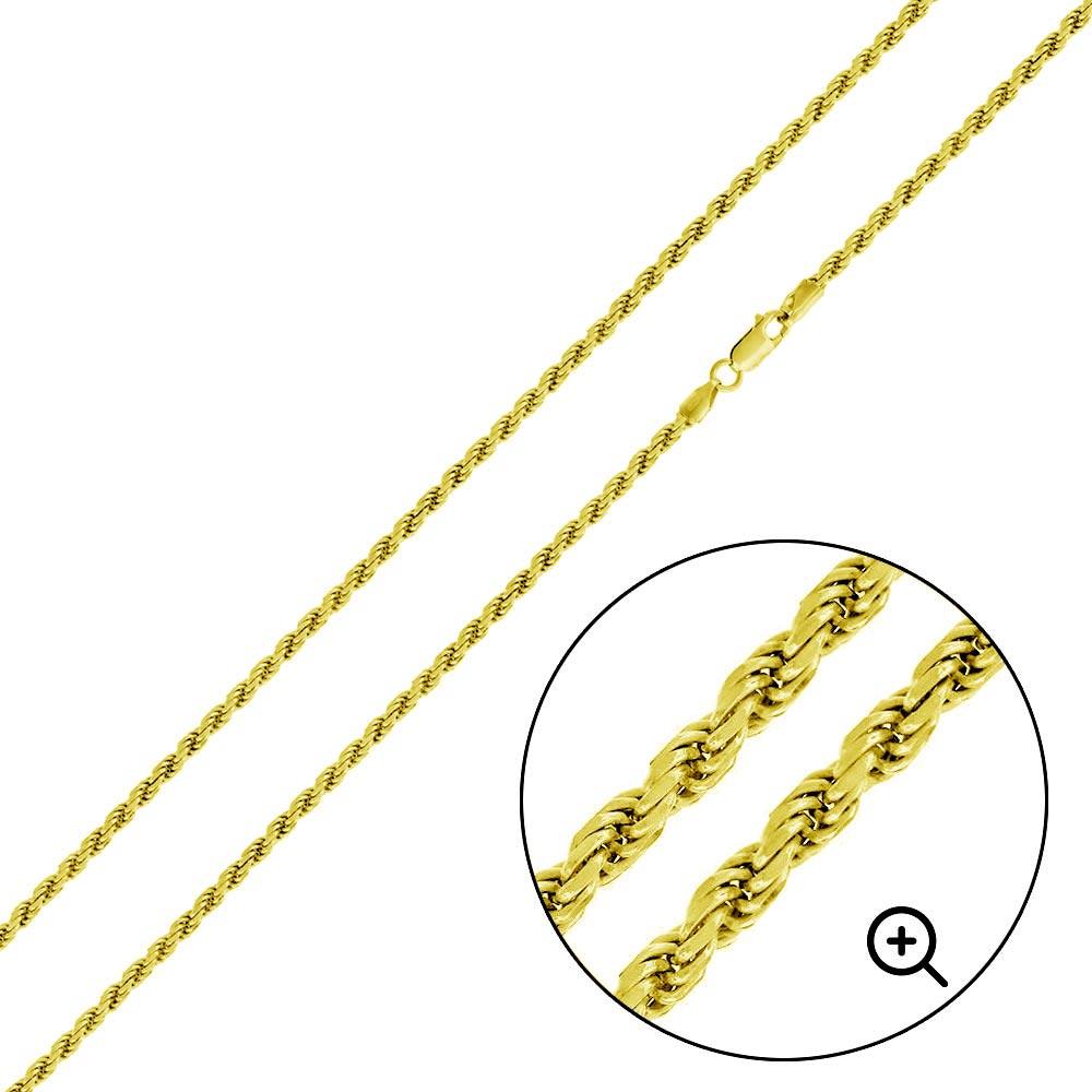 Gold Plated 925 Sterling Silver Rope 040 Chain or Bracelet 2mm - CH390 GP